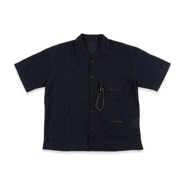 Washer Pleated Open SS Shirt 'Navy'