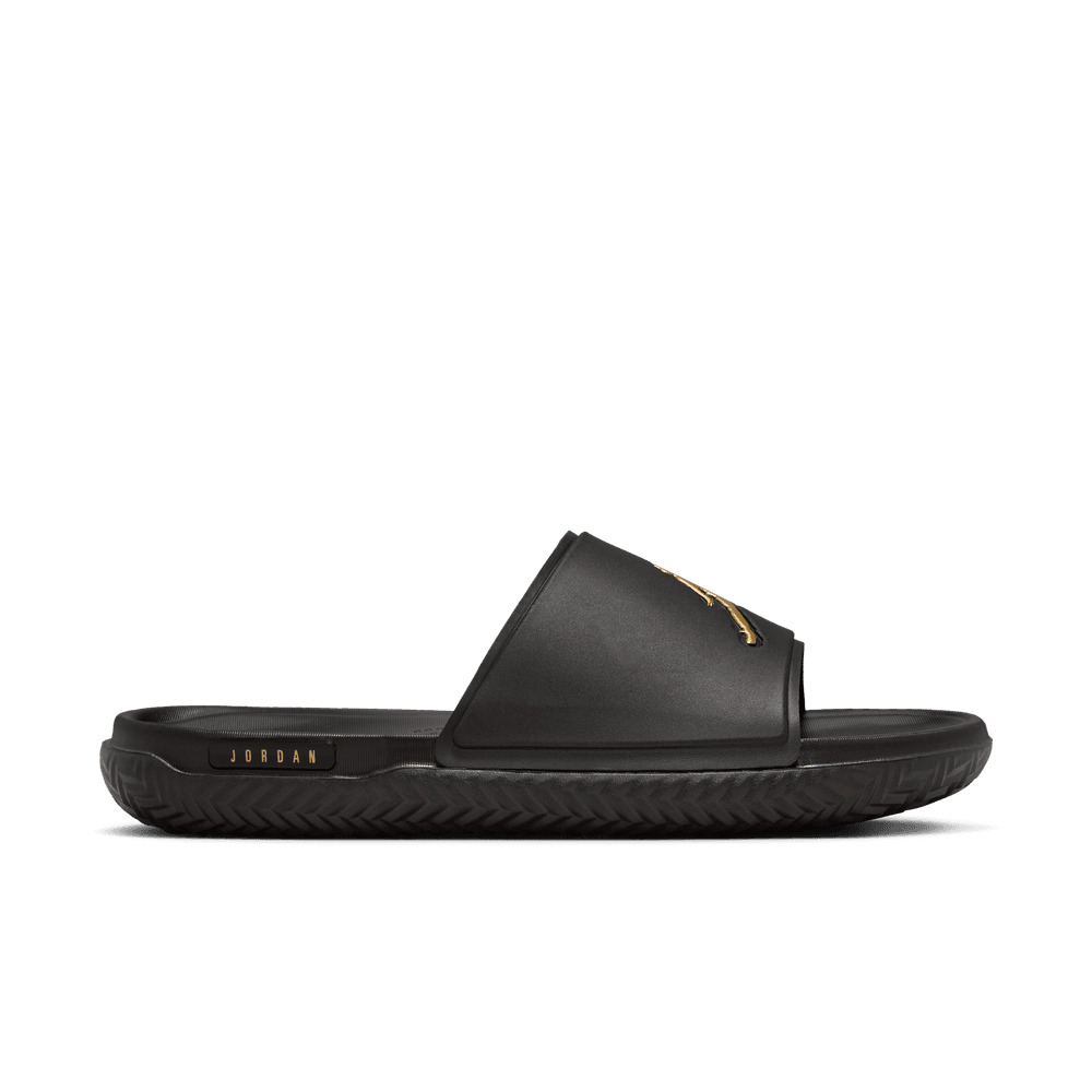 Jordan slides black and gold discount