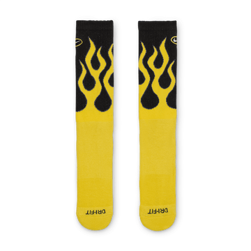 Everyday Plus Cushioned Crew Socks (1 Pair) 'Yellow Flames'