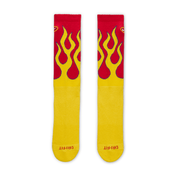 Everyday Plus Cushioned Crew Socks (1 Pair) 'Red Yellow Flames'