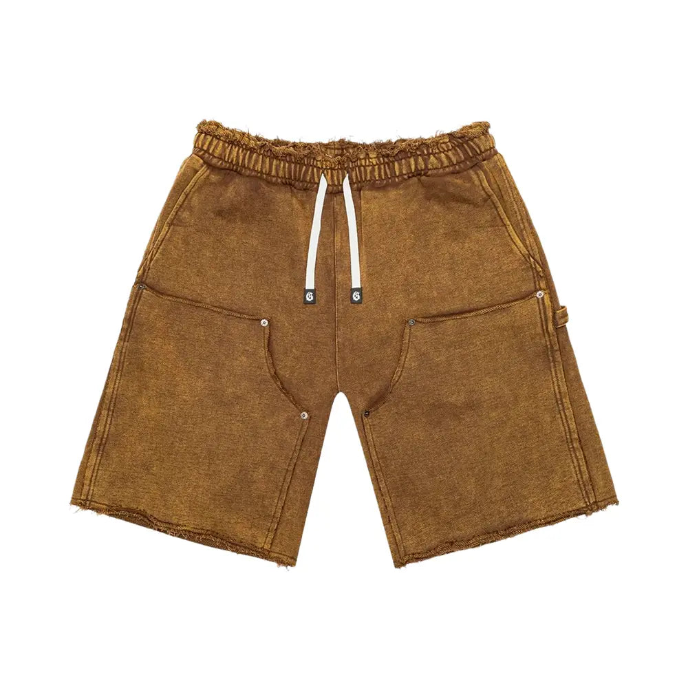 GODSPEED NEW YORK Carpenter Distressed Shorts 'Muddy Brown Wash