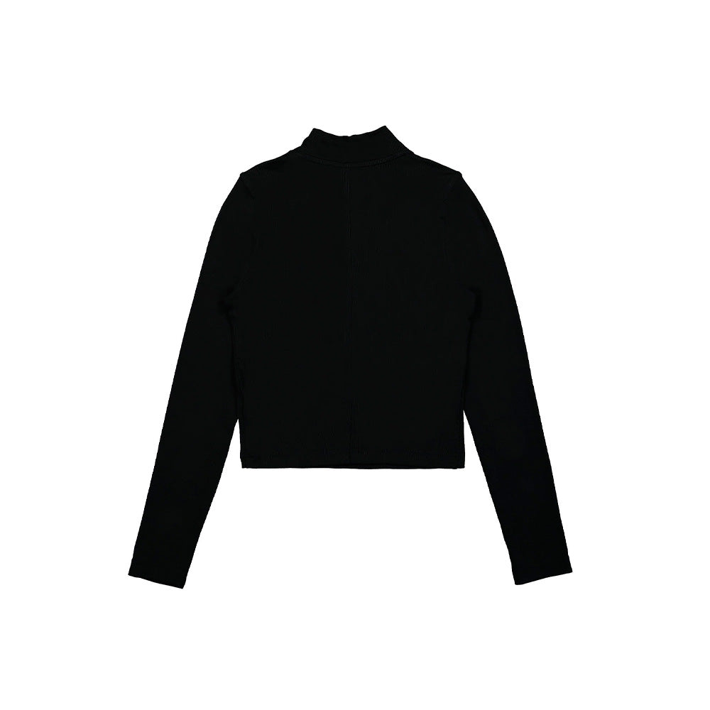 W NSW Essential Ribbed Mock-Neck Long-Sleeve Top 'Black'
