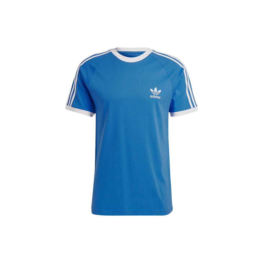 Adidas Originals Mens 3 Stripes T Shirt White Blue Size M