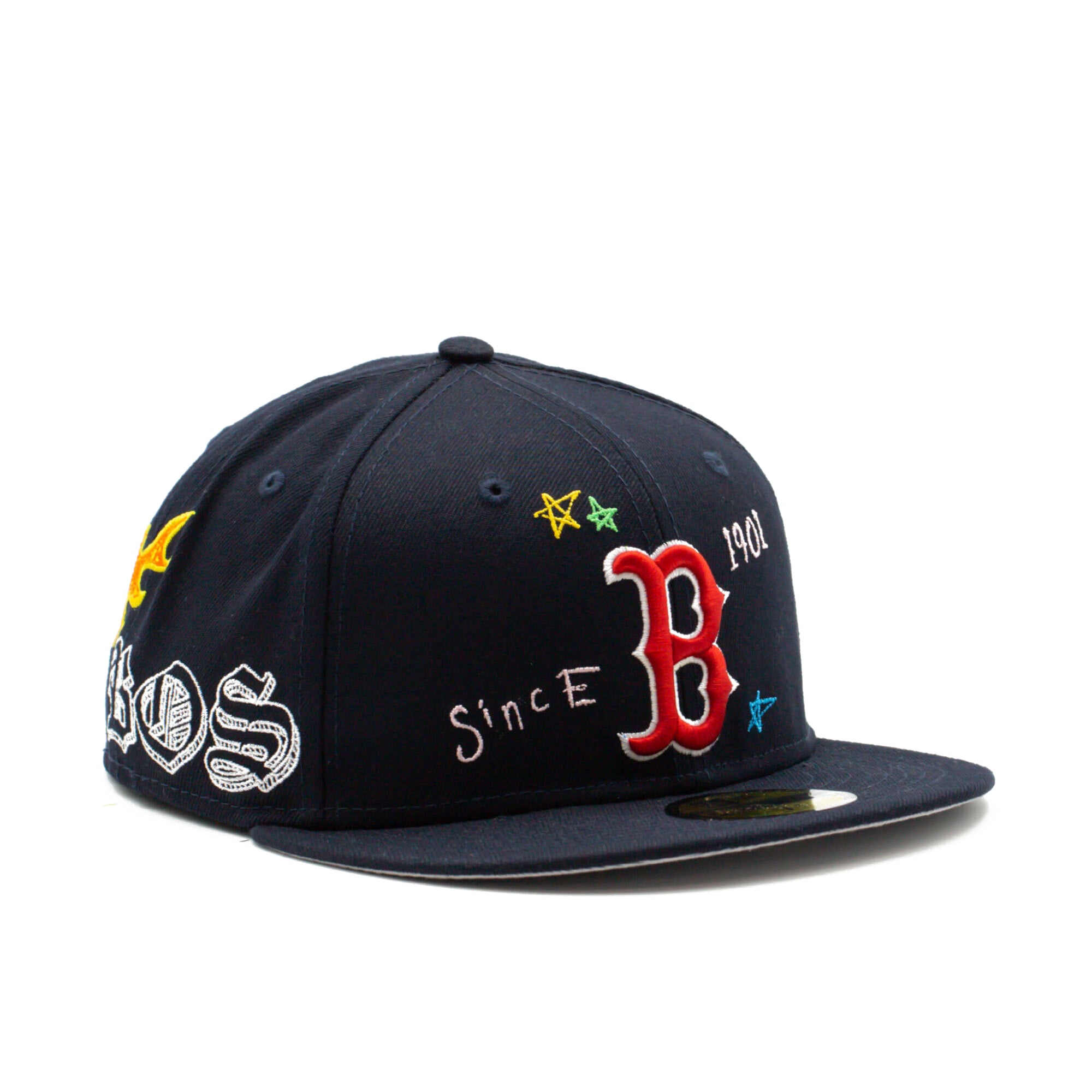 Boston Red Sox ALL-OVER SCRIBBLE Navy Fitted Hat by New Era