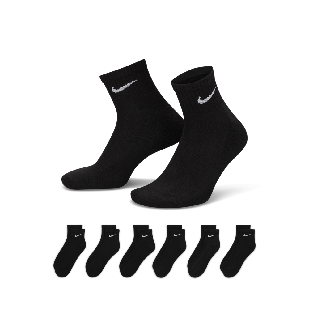 U Everyday Cushioned Training Ankle Socks - 6 Pack 'Black'