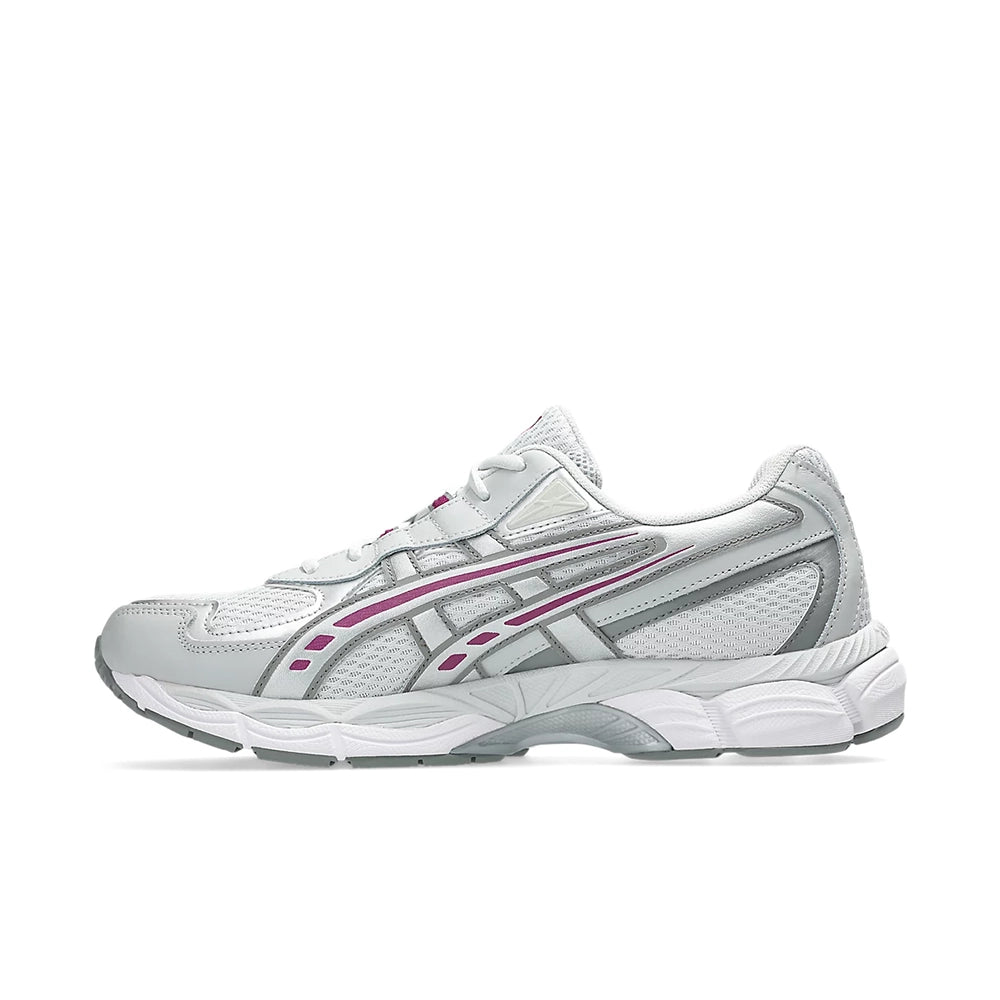 ASICS GEL-NYC 2055 Glacier Grey Lavender Field sneaker, inner side view showing ASICS stripes and a white midsole.