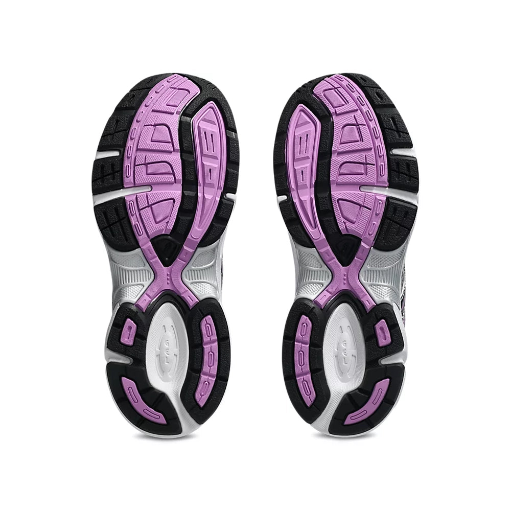 Outsole of ASICS Gel-1130 GS kids sneakers showing the pink and black tread pattern.