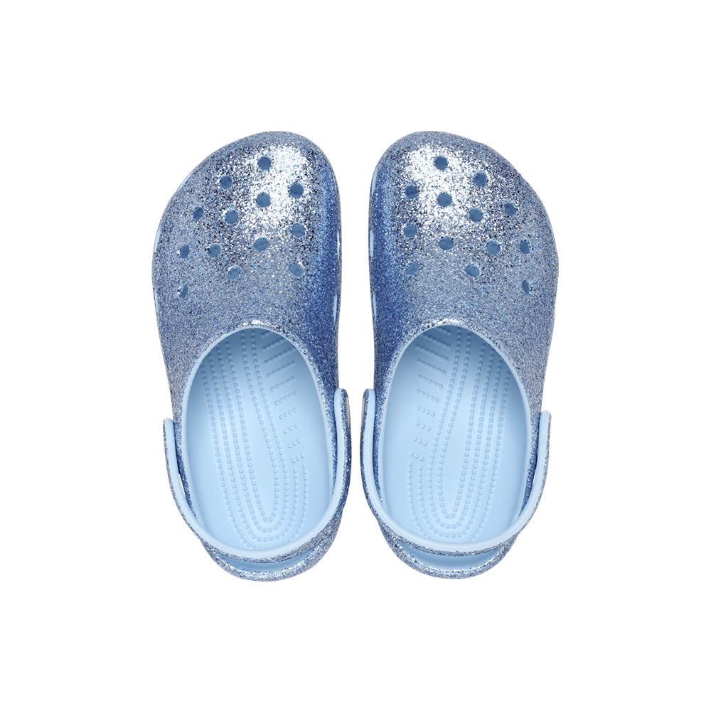 Kids Classic Chunky Glitter Clog 'Blue Frost'