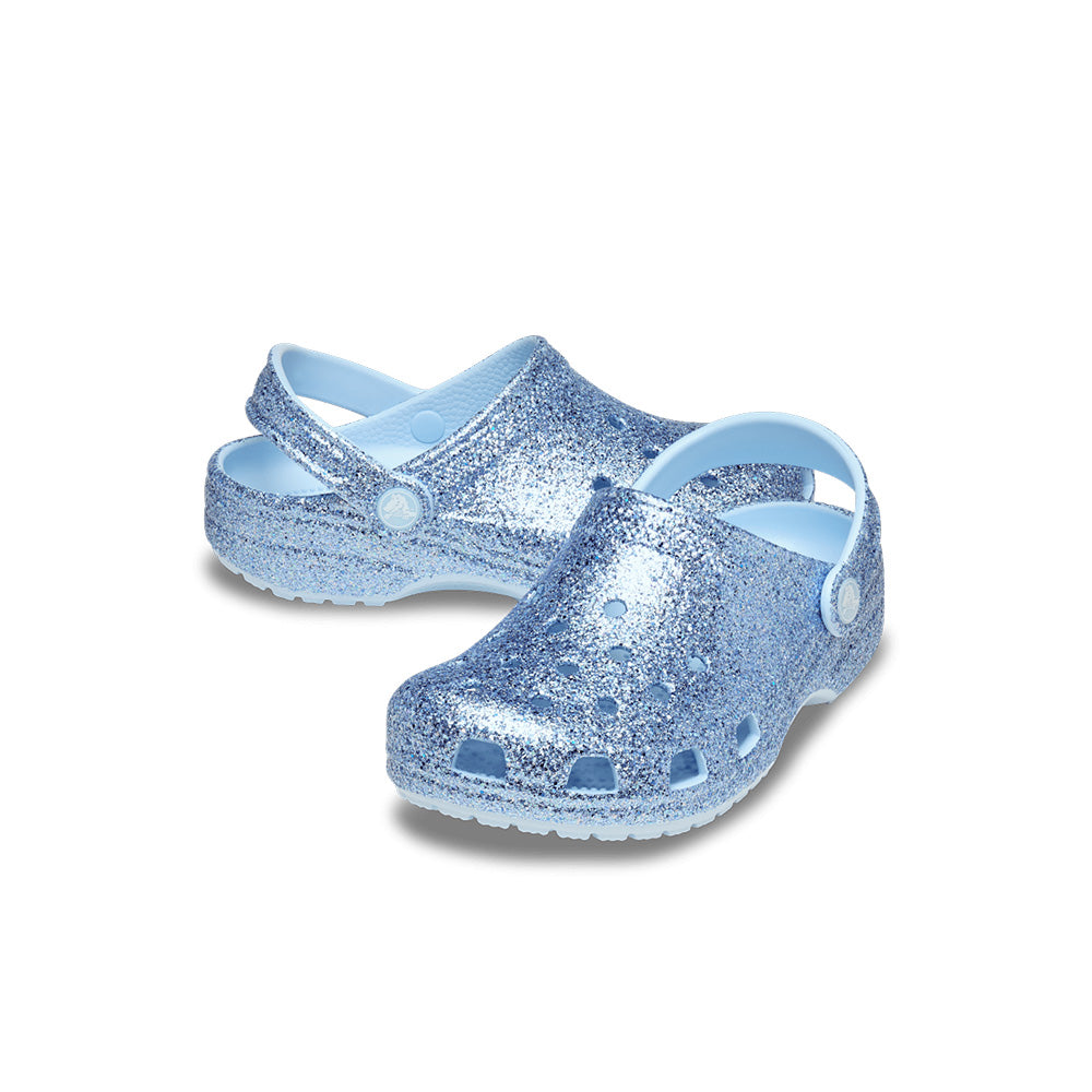 Kids Classic Chunky Glitter Clog 'Blue Frost'