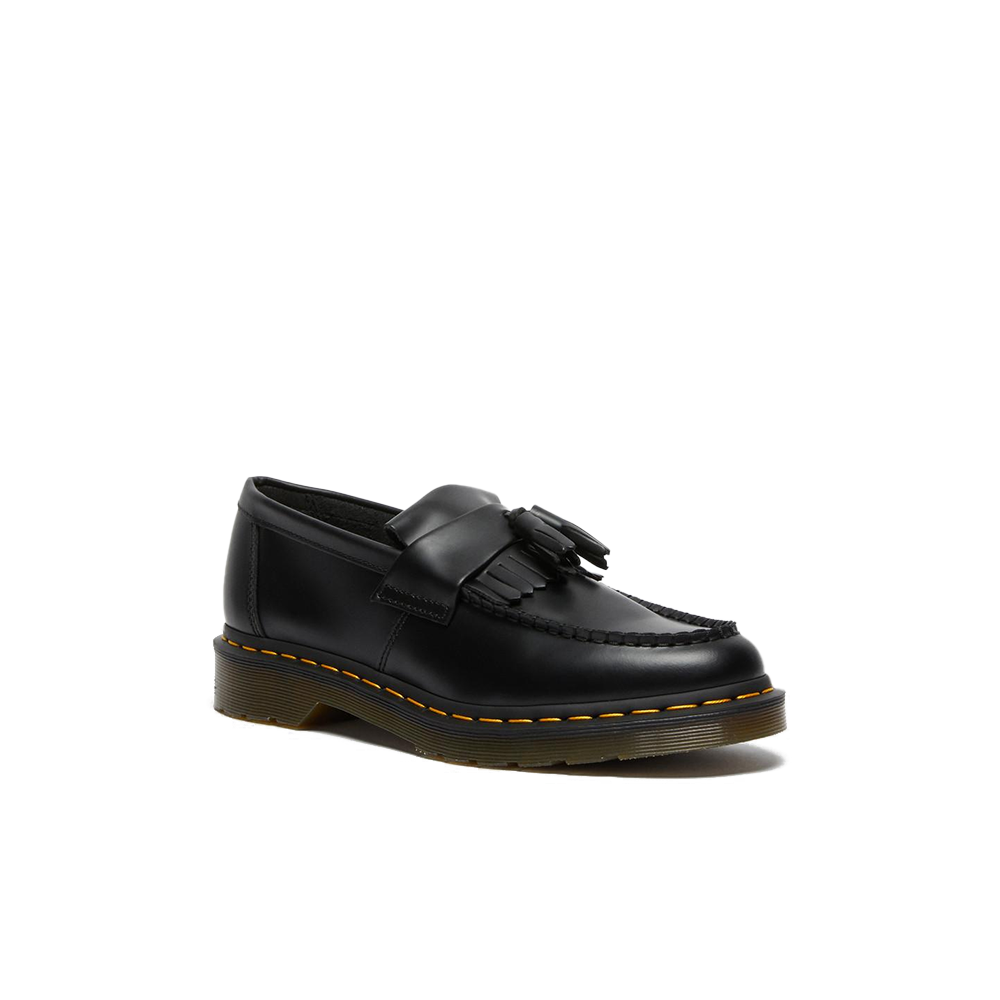 Adrian Yellow Stitch Leather Tassel Loafers 'Black'