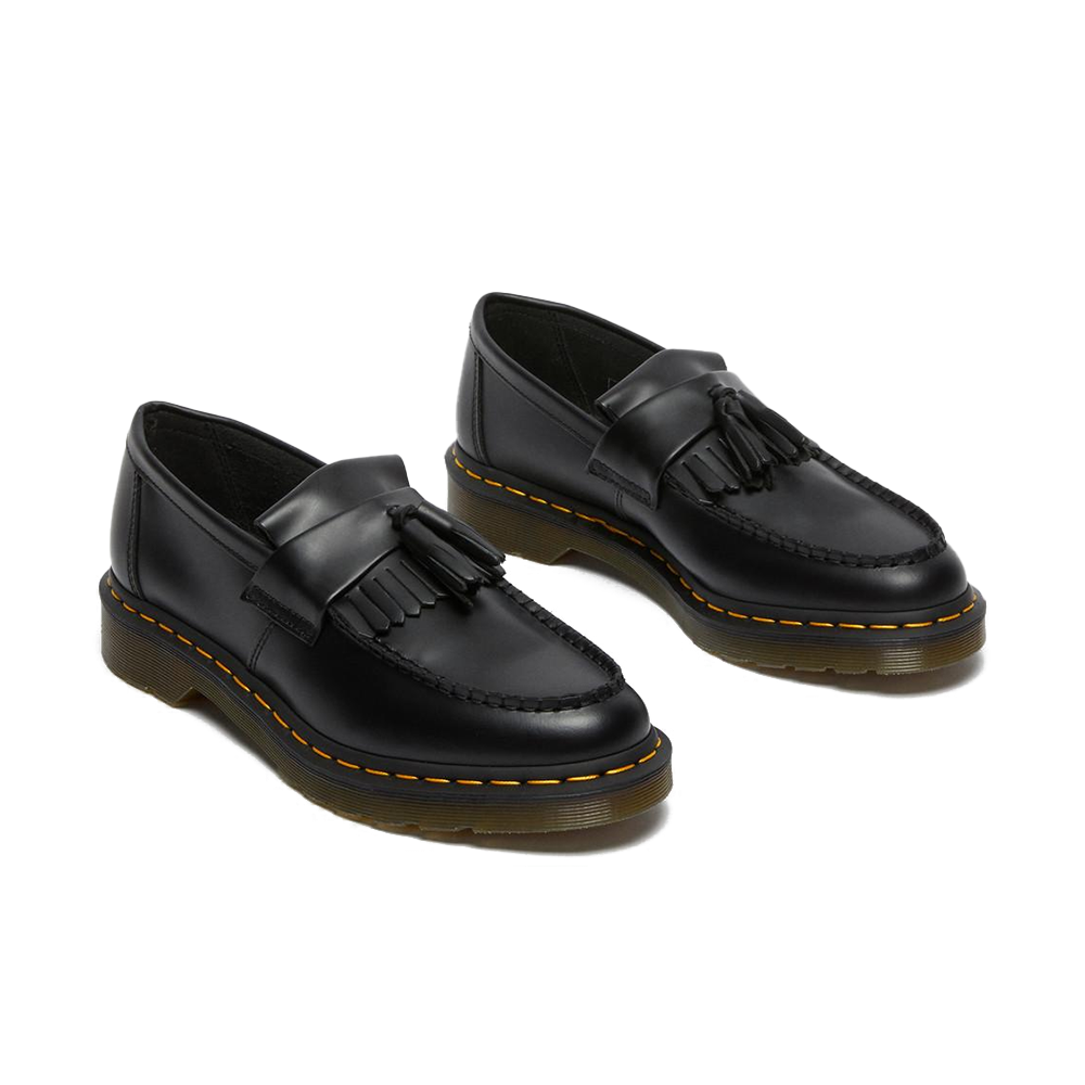 Adrian Yellow Stitch Leather Tassel Loafers 'Black'