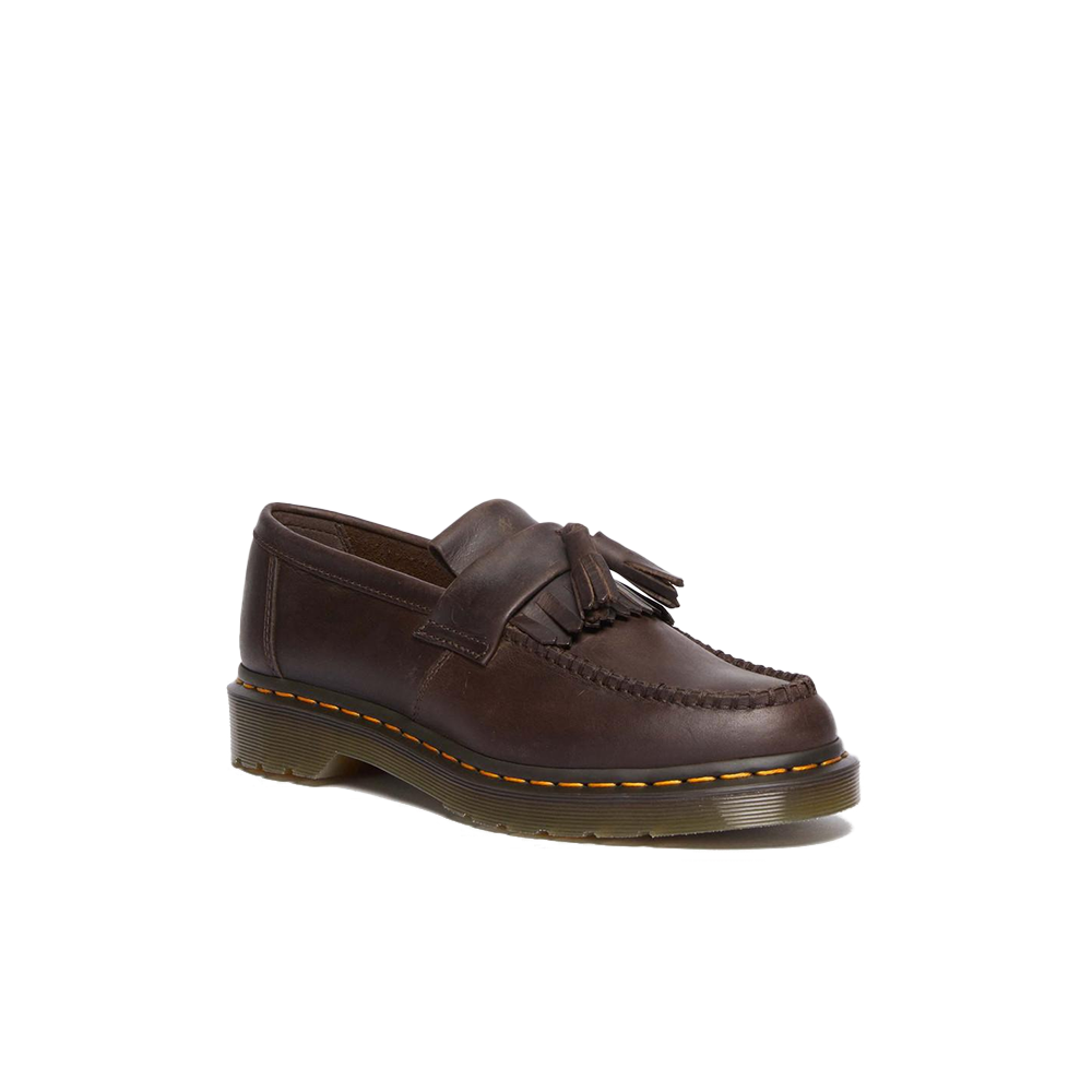 Adrian Crazy Horse Leather Tassel Loafers 'Dark Brown'