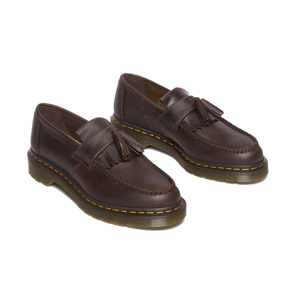 Adrian Crazy Horse Leather Tassel Loafers 'Dark Brown'