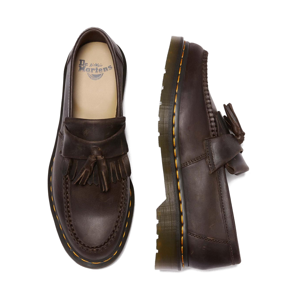 Adrian Crazy Horse Leather Tassel Loafers 'Dark Brown'