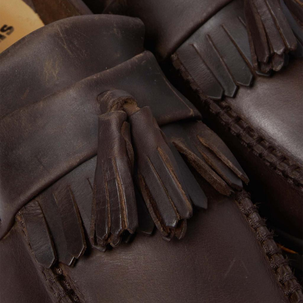 Adrian Crazy Horse Leather Tassel Loafers 'Dark Brown'