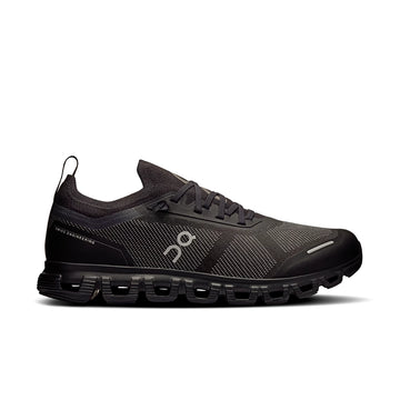 On Cloud 6 Versa 'Black Eclipse' side view with black and gray mesh upper, silver On logo and segmented sole.