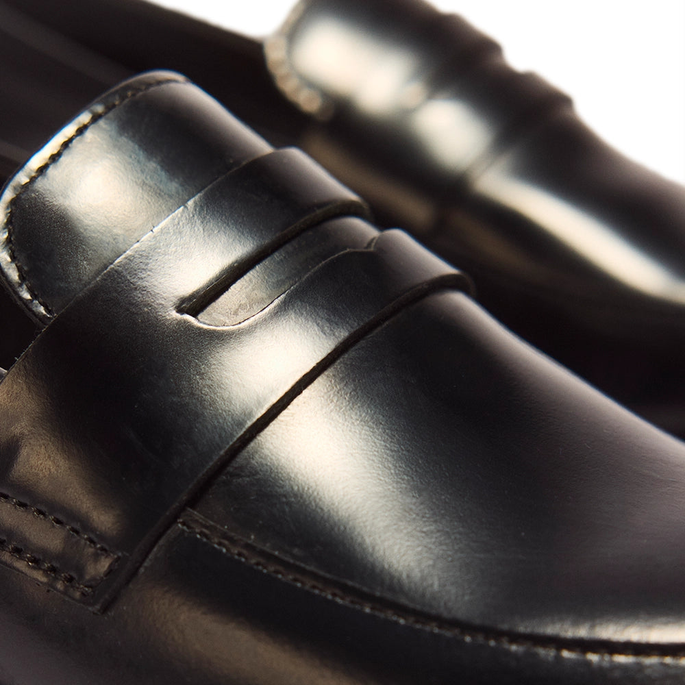 U Temara Polished Smooth Leather Loafers 'Black'