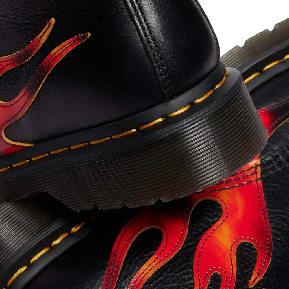 1460 Pascal Flame Arcadia Rub Off Leather Boots 'Black Vibrant Red DMS Yellow'