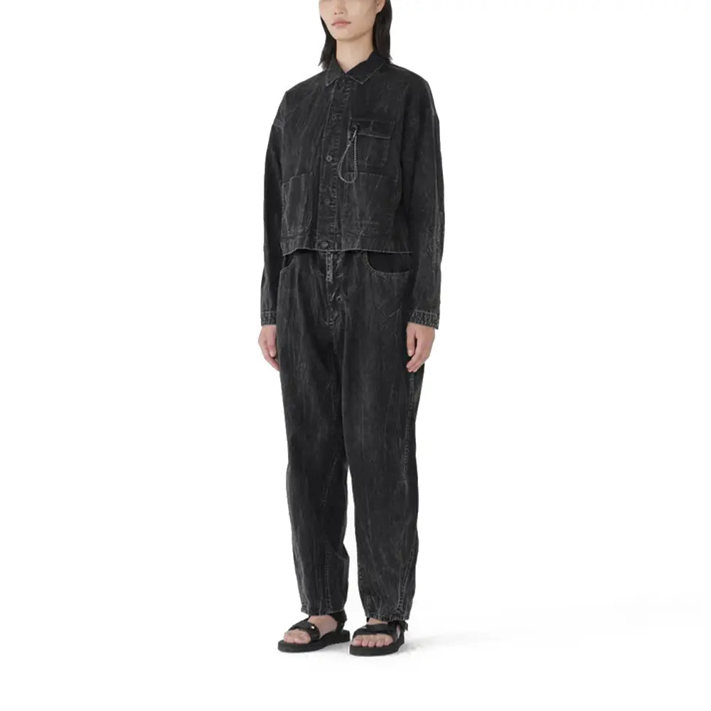 W Bleach twill wide pants 'Black'