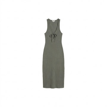 W Plunge Tie Midi Dress