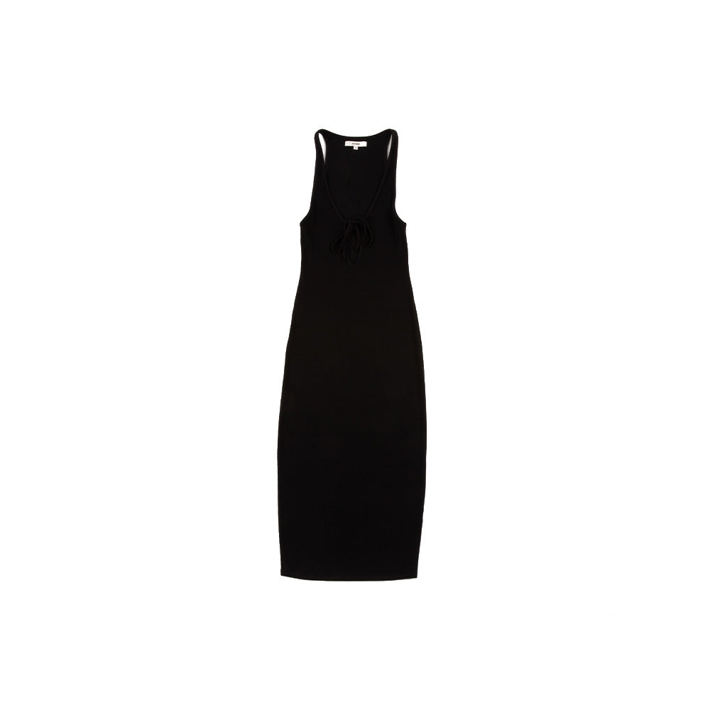 plunge tie midi dress Plunge Tie Midi Dress Black / S/M