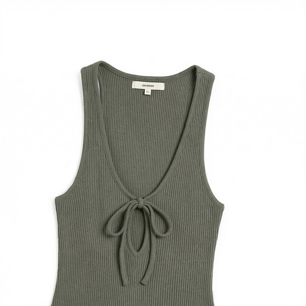 W Plunge Tie Midi Dress