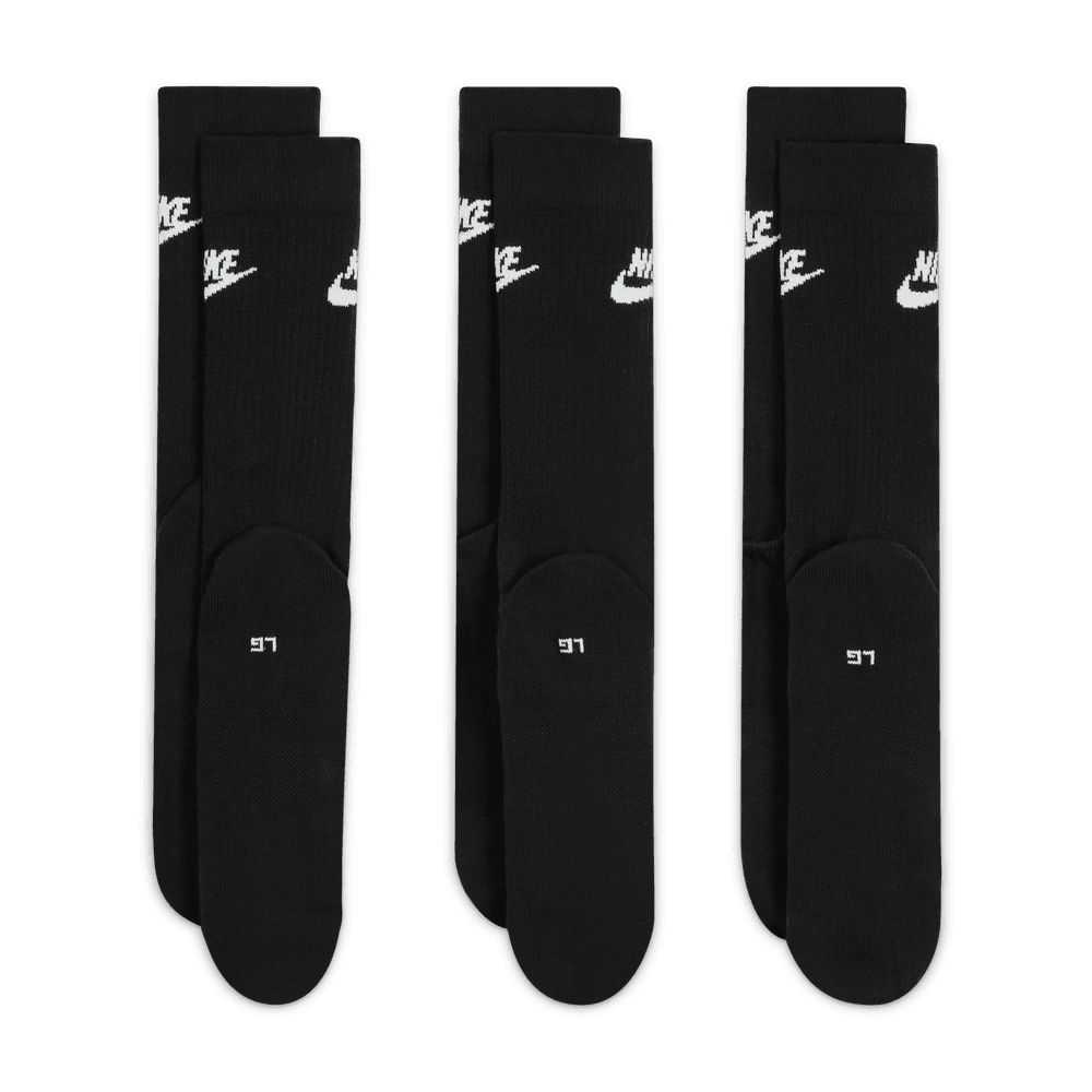 NSW Everyday Essential Crew Socks (3 Pairs) 'Black White'