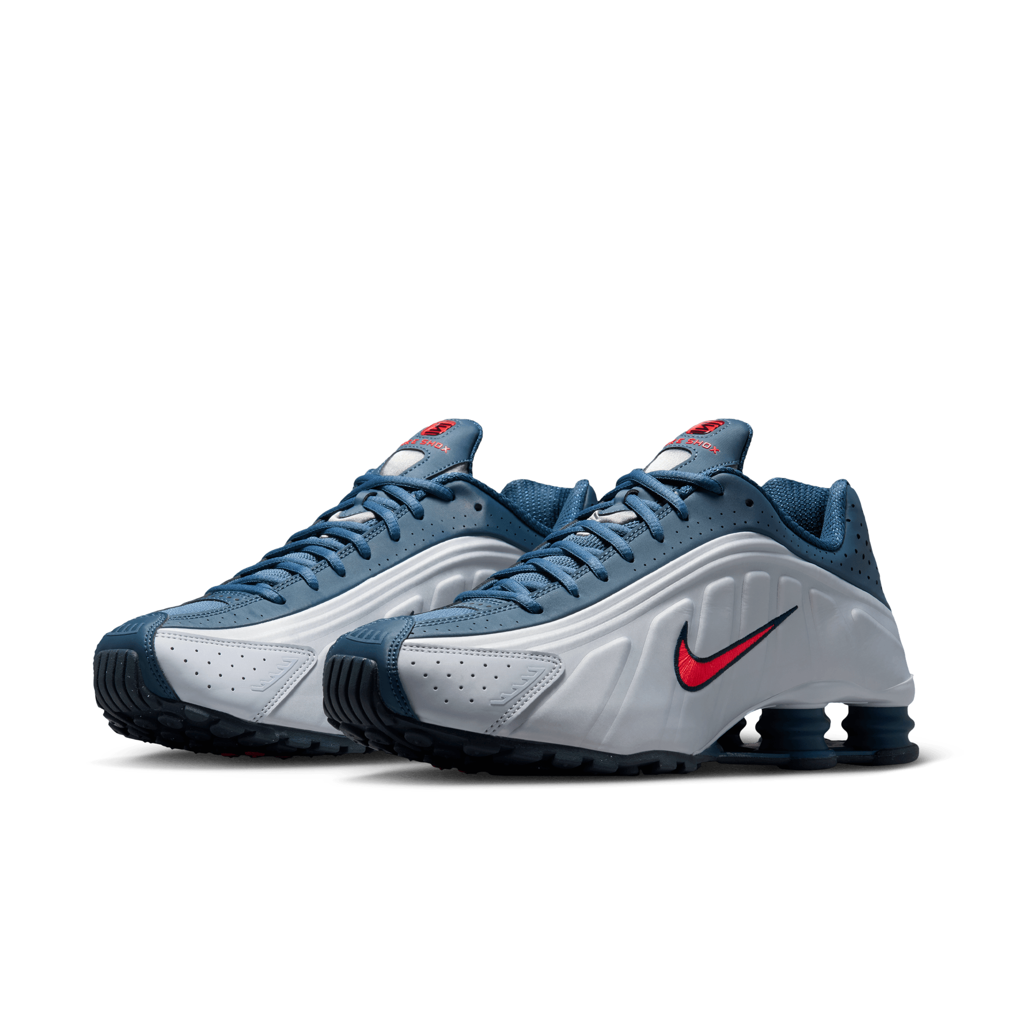 Shox R4 'Football Grey Blue Eclipse Bright Crimson'
