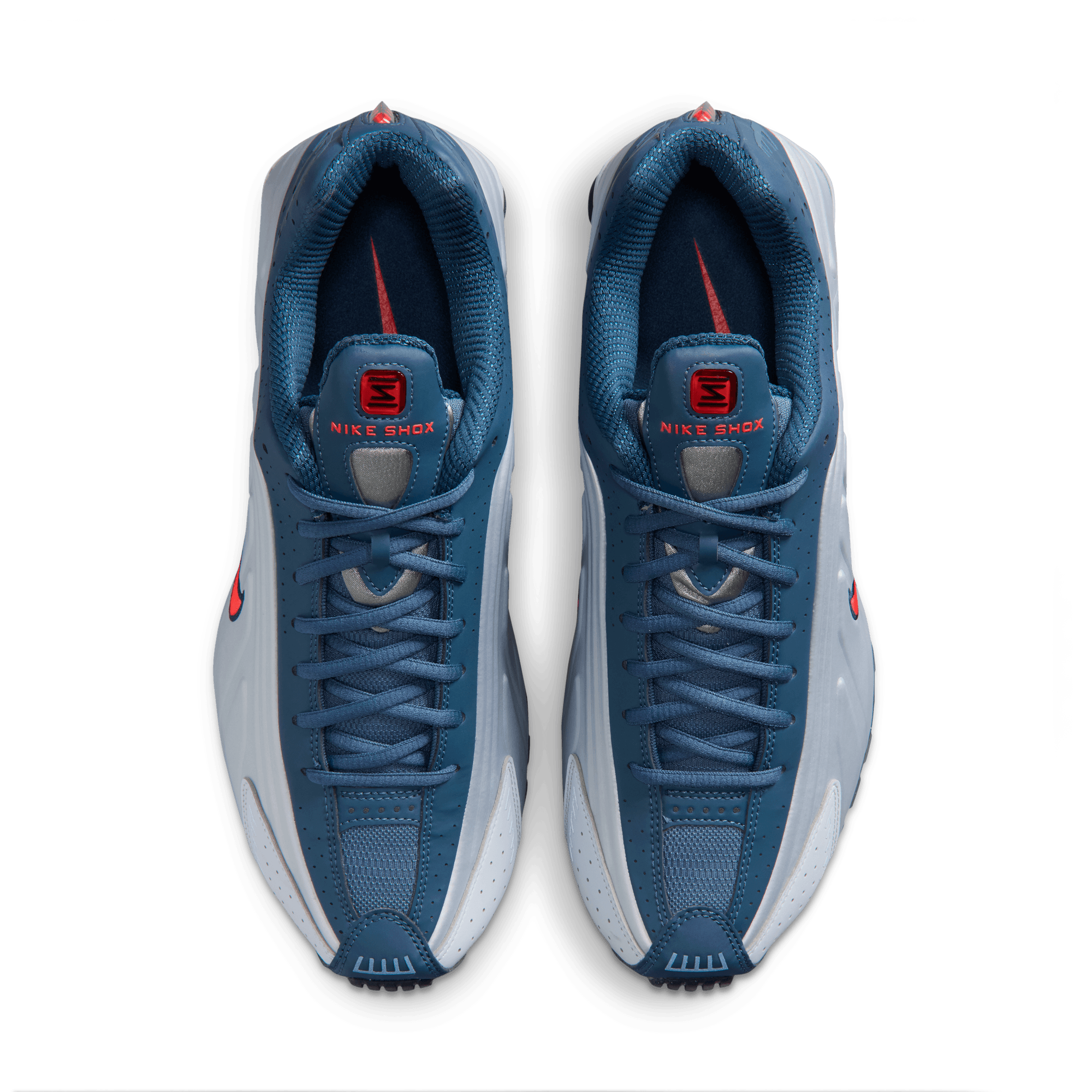 Shox R4 'Football Grey Blue Eclipse Bright Crimson'
