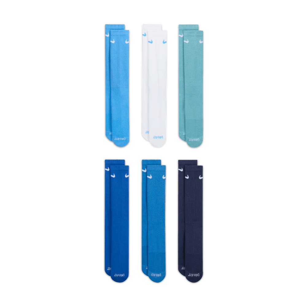 Everyday Plus Cushioned Training Crew Socks (6 Pairs) 'Blues'