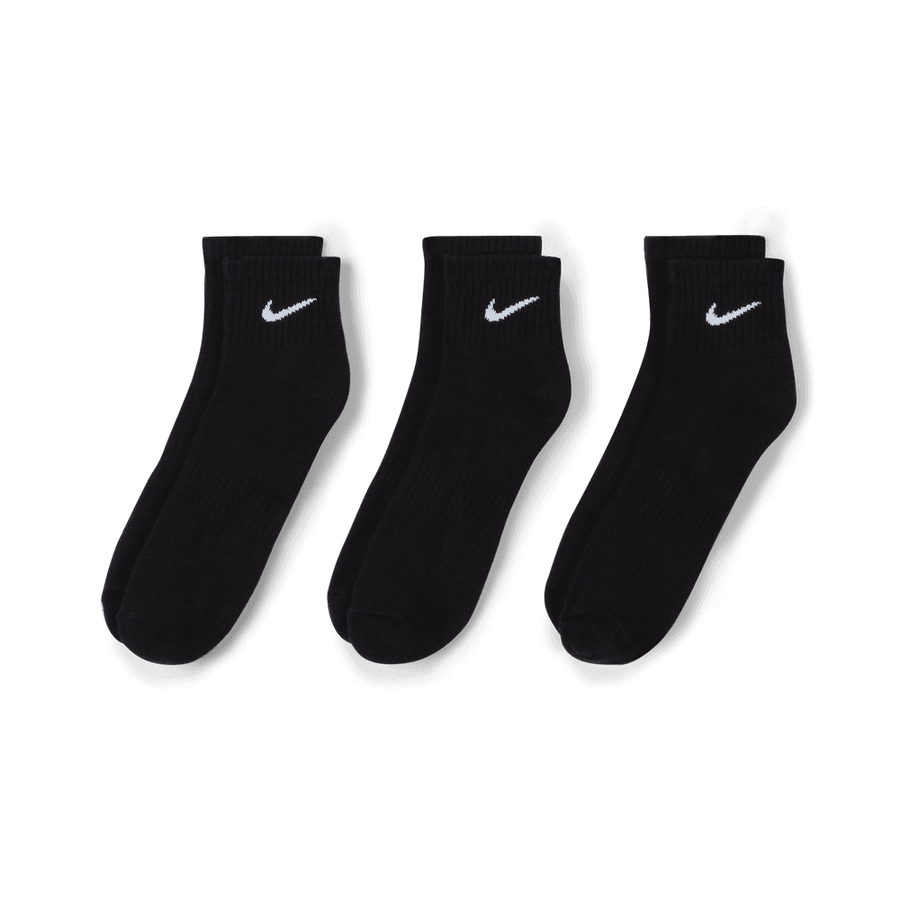 Everyday Cushioned Training Ankle Socks (3 Pairs) 'Black/White'