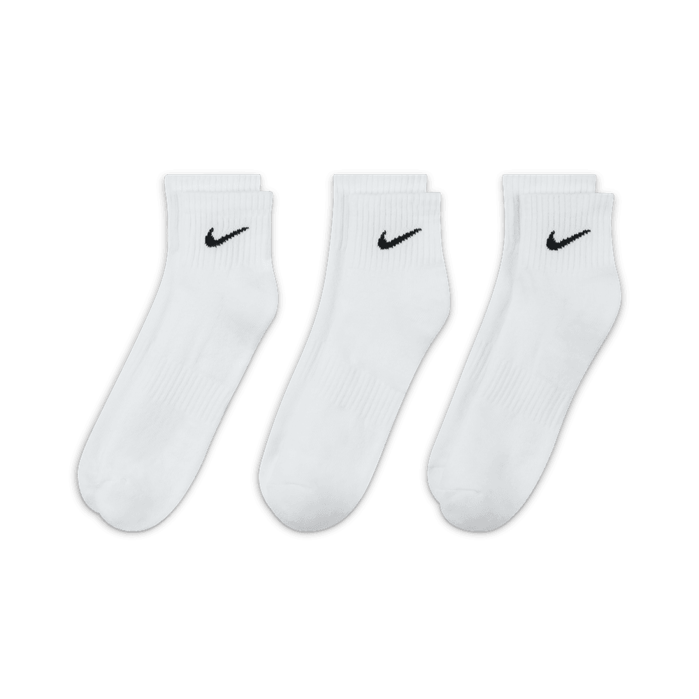 Everyday Cushioned Training Ankle Socks (3 Pairs) 'White/Black'