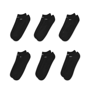 Everyday Lightweight Training No-Show Socks (6 Pairs) 'Black'