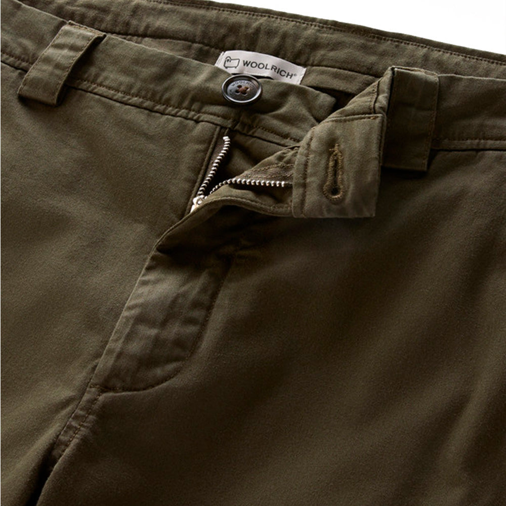 Garment-Dyed Cargo Pants in Stretch Cotton Twill 'Dark Green'