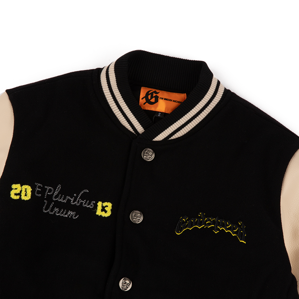 GODSPEED NEW YORK Chrome Seduction Varsity Jacket 'Black' – TAKOUT® GODSPEED NEW YORK Chrome Seduction Varsity Jacket 'Black' – TAKOUT®