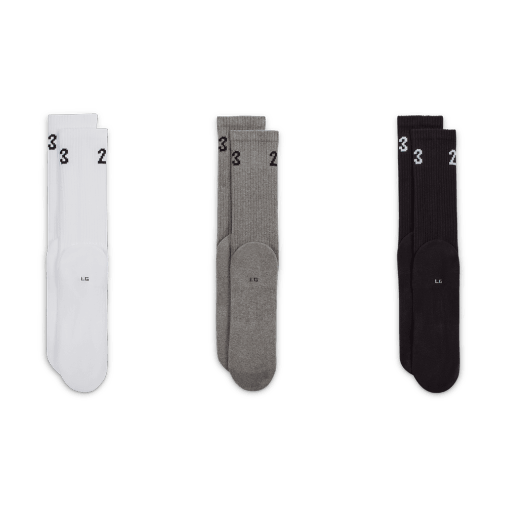 Jordan Essentials Crew Socks (3 Pairs) 'Black/Grey/White'