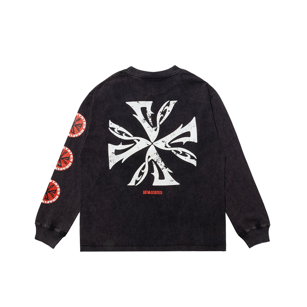 LICKS Long-sleeve GFX Retro Tee 'Black'
