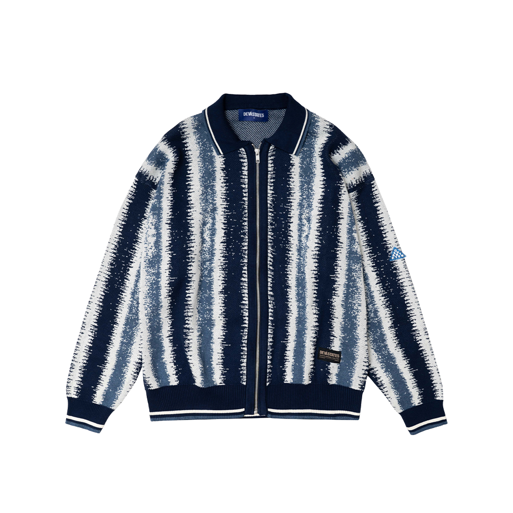 IKAT LS Zip-Up Polo 'Blue'