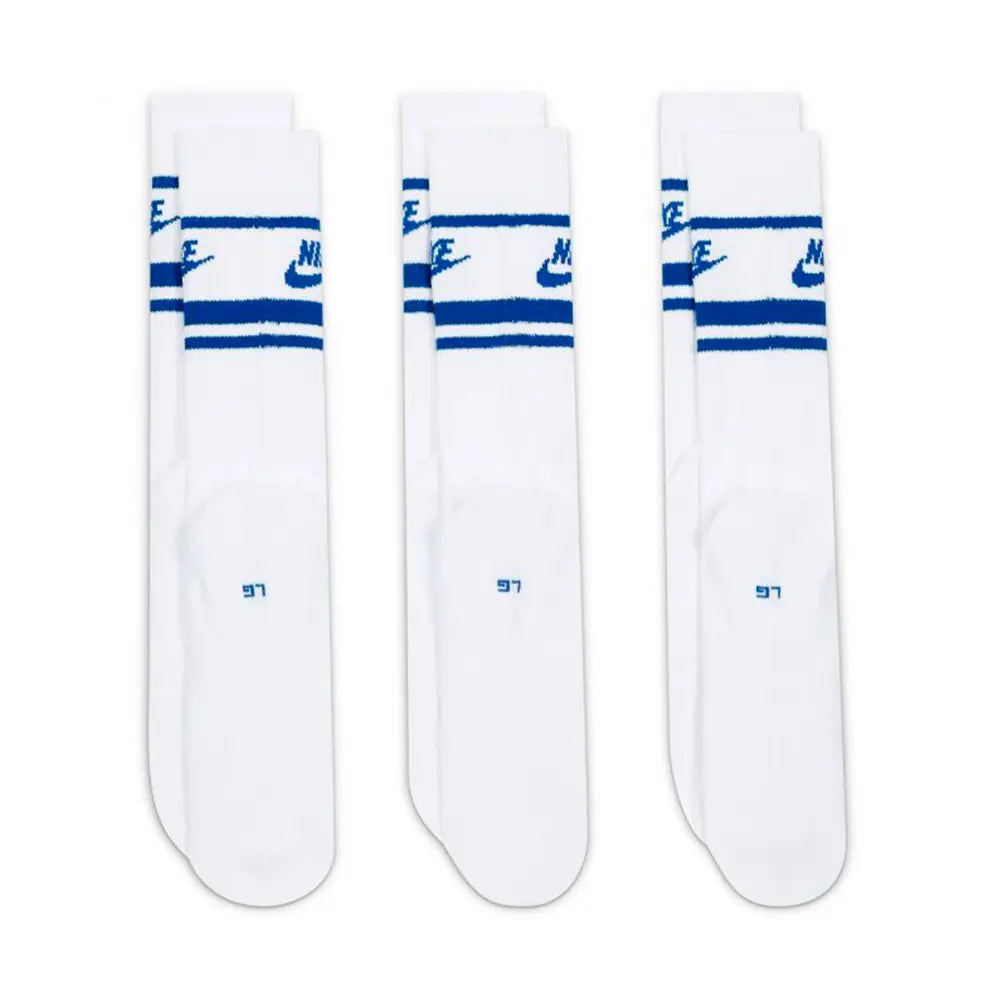 NSW Everyday Essential Crew Socks (3 Pairs) 'White Blue'