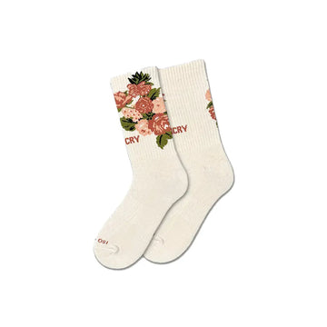 Floral Crew Socks 'Soft Cream'