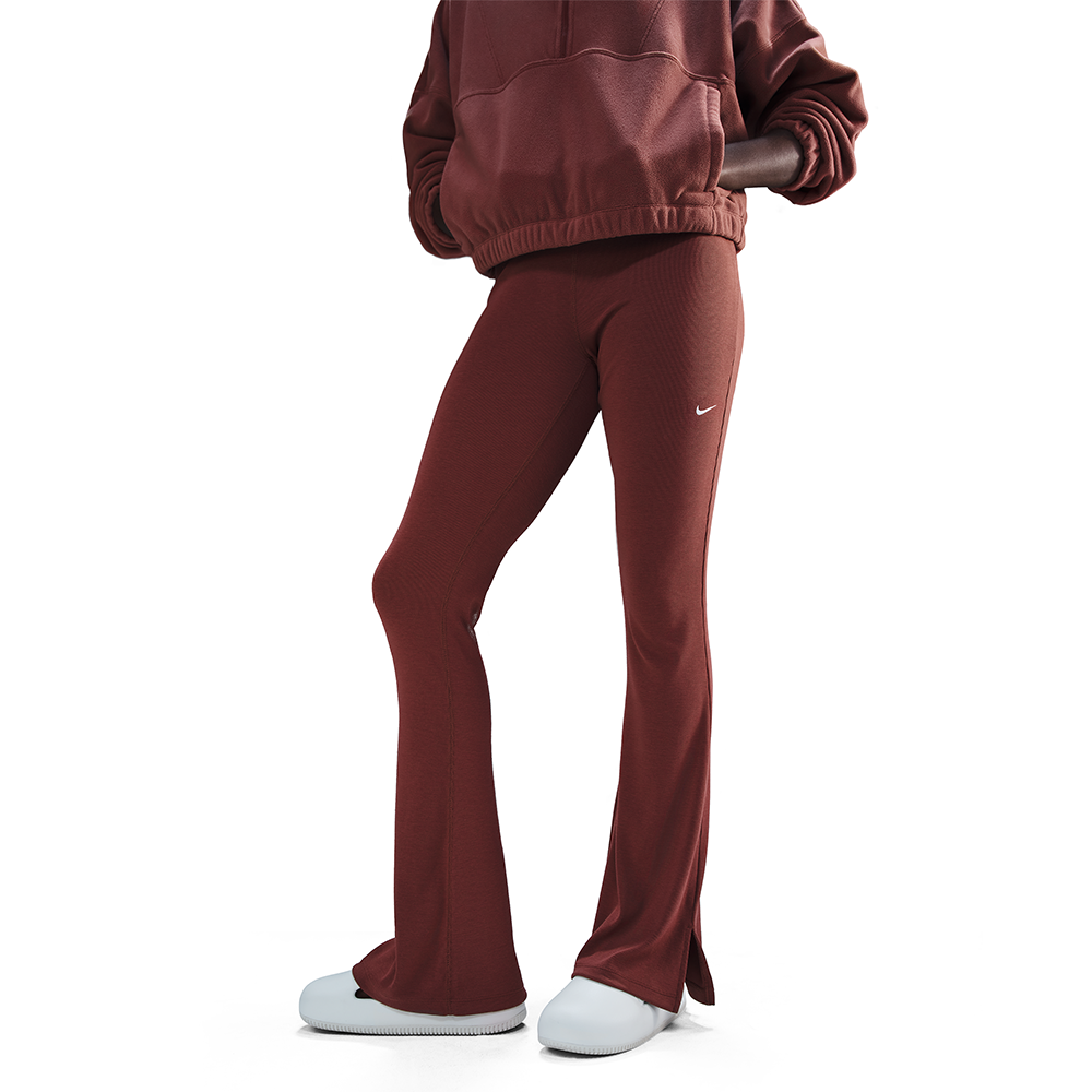 W NSW Chill Knit Tight Mini-Rib Flared Leggings 'Red Sepia/Sail'