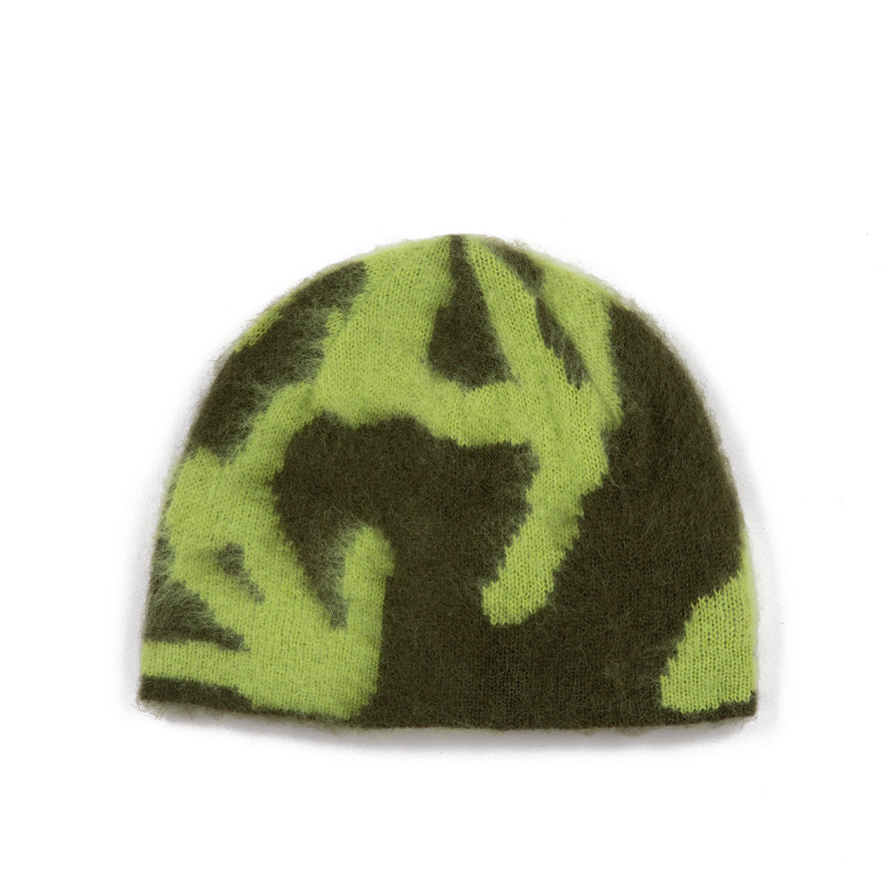 Mohair Burly Runningman Beanie 'Chartreuse'