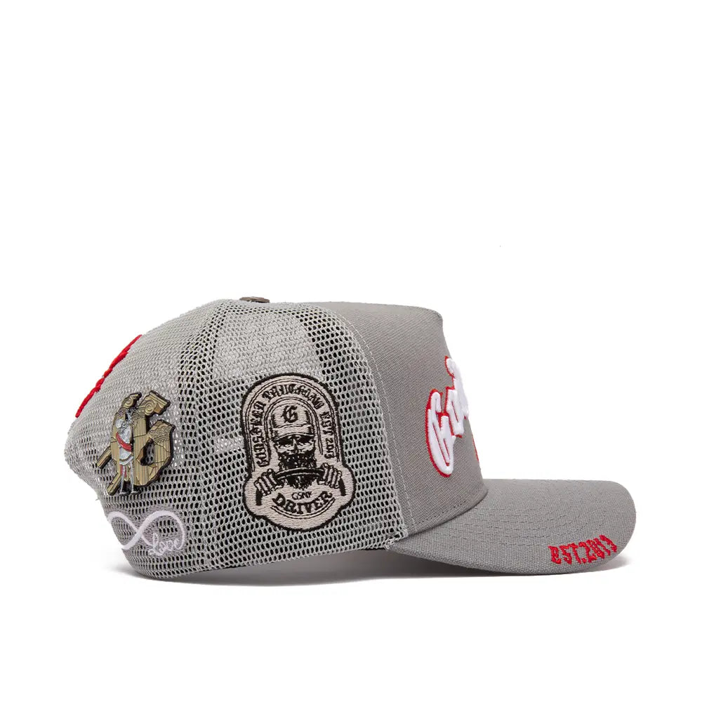 GS Forever Trucker Hat 'Light Grey Red'