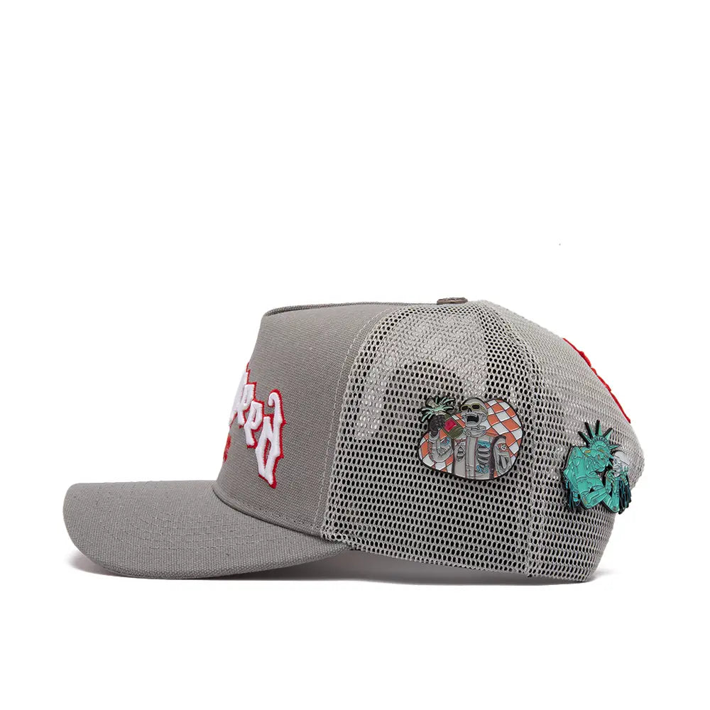 GS Forever Trucker Hat 'Light Grey Red'