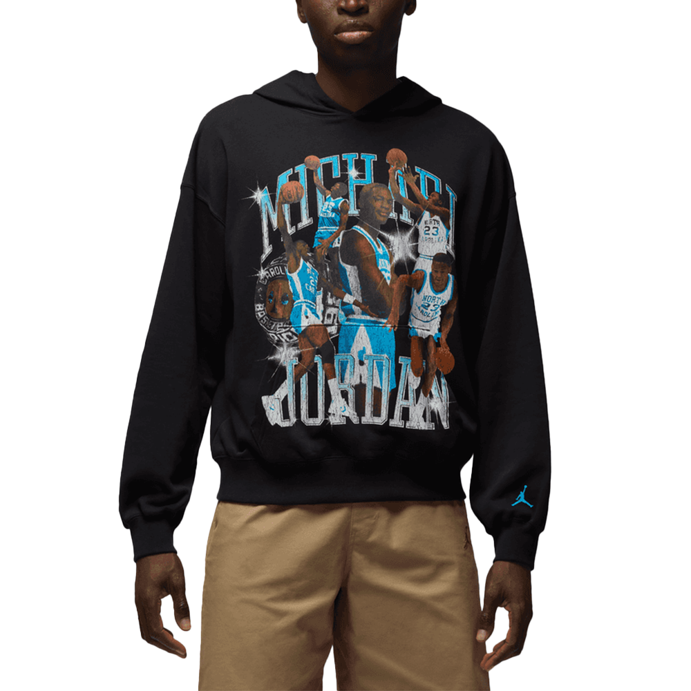 Jordan Flight Pullover Hoodie 'Black Powder Blue'