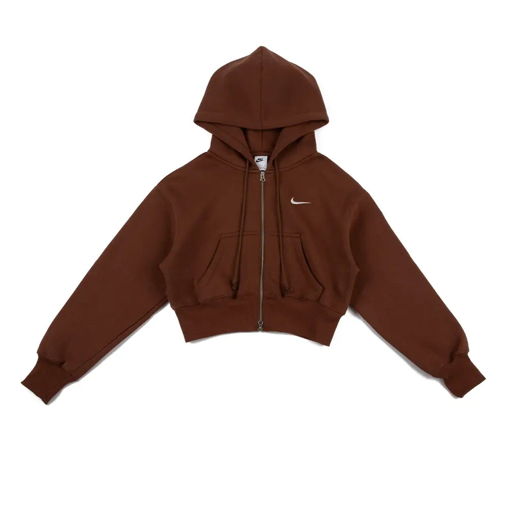 W NSW Phoenix Fleece Full-Zip Cropped Hoodie 'Fauna Brown'
