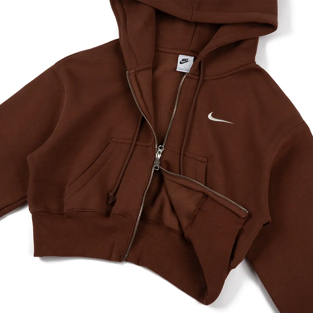 W NSW Phoenix Fleece Full-Zip Cropped Hoodie 'Fauna Brown'