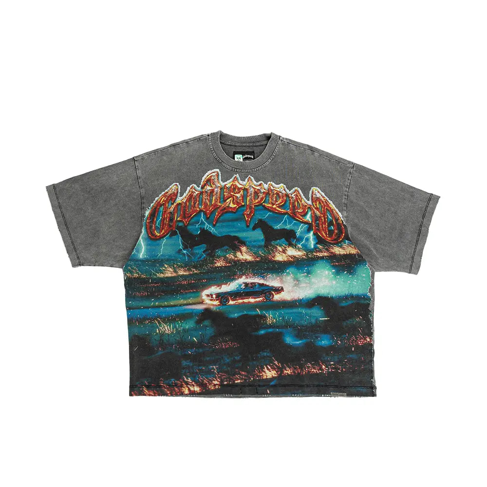 Horsepower T Shirt 'Grey Wash'