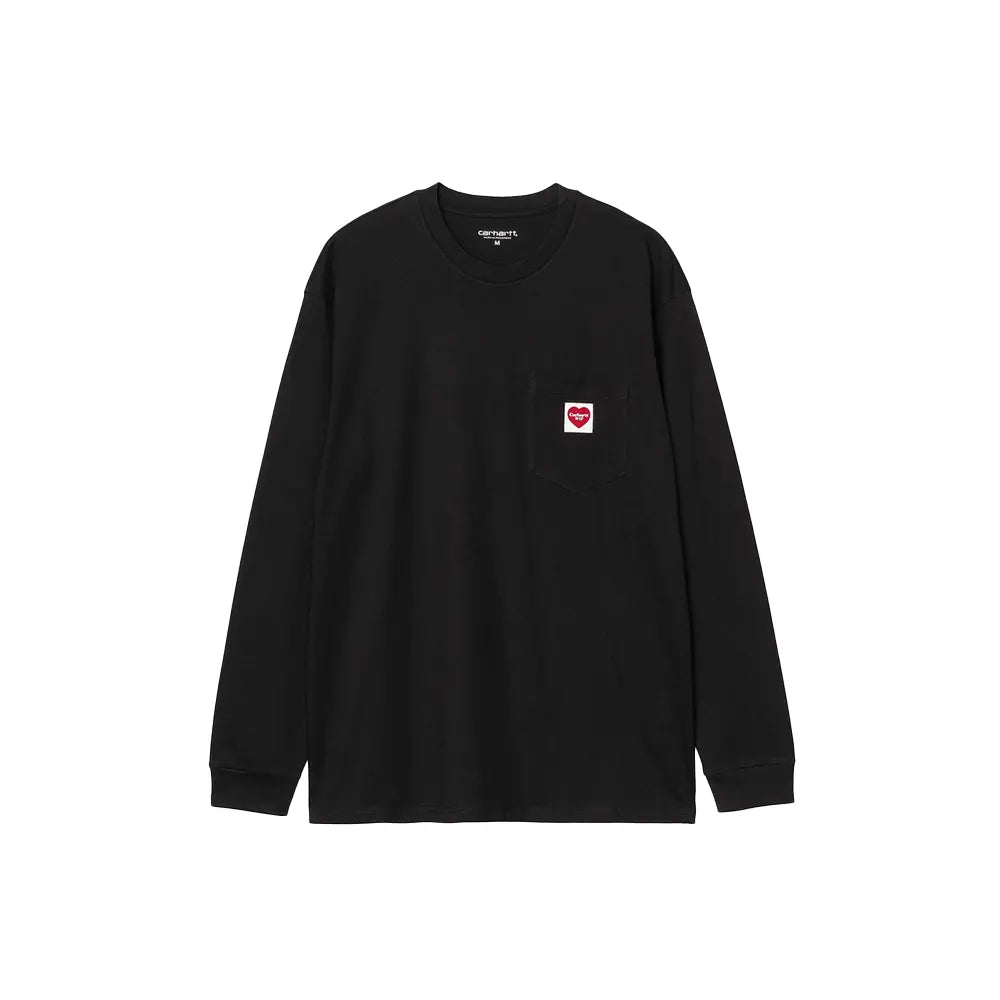 Long Sleeve Pocket Heart T-Shirt 'Black Red'