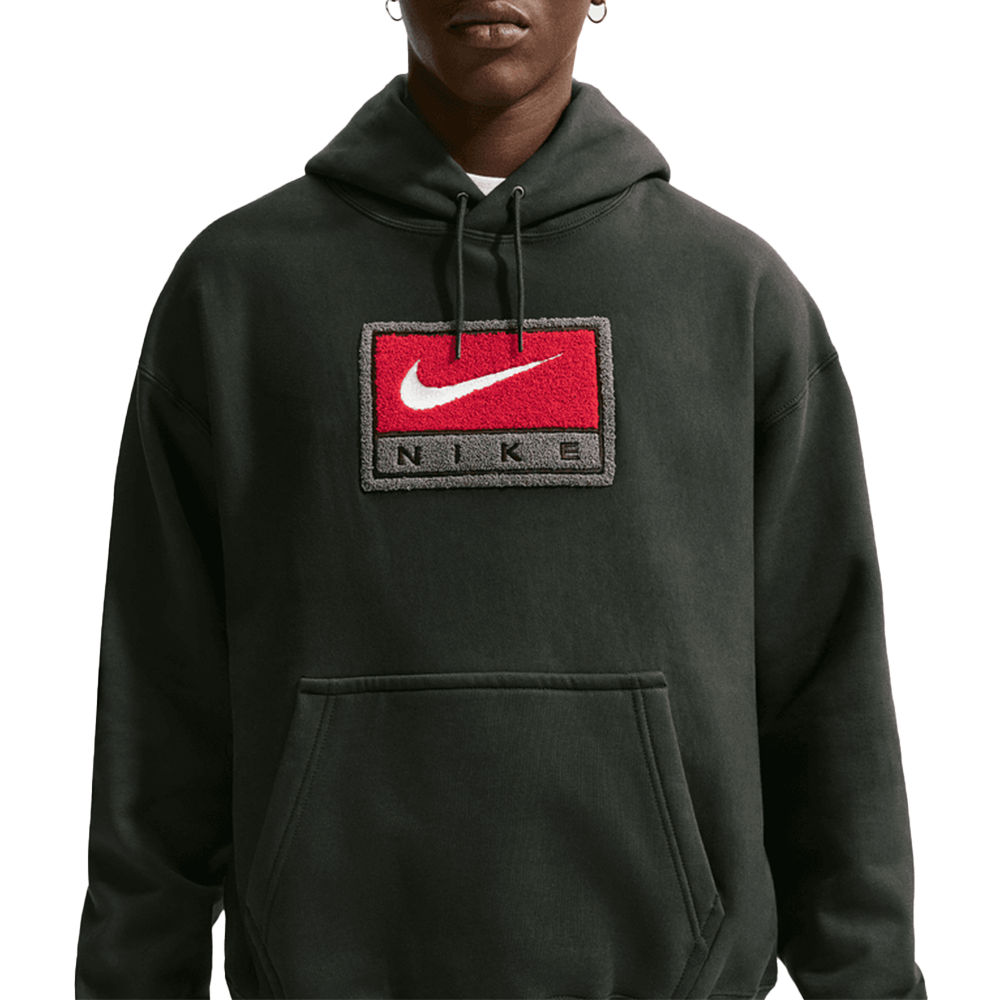 Solo Swoosh Fleece Pullover Hoodie 'Black Spruce White'